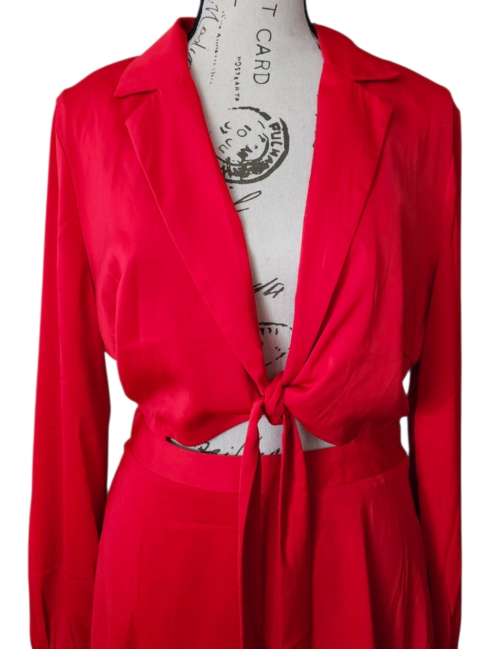 Astr Bold Red Draped Top - Picture 2 of 6